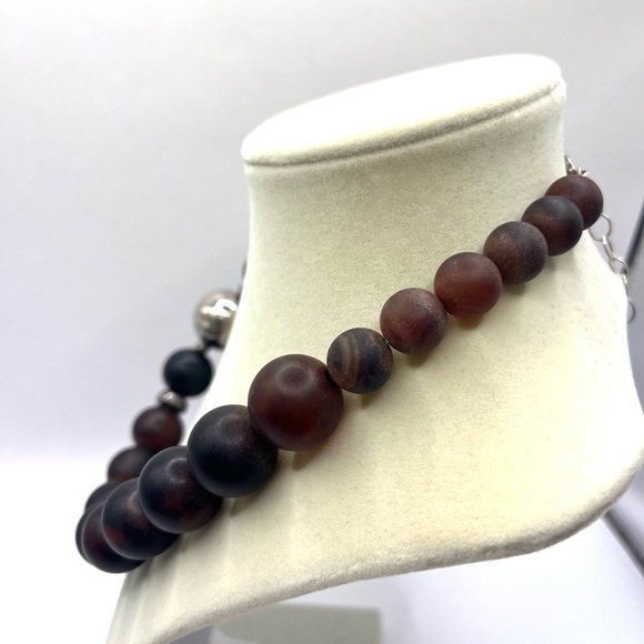 Bold Silpada 925 Sterling Silver & Brown Red Agate  Beads Necklace Chunky - Picture 6 of 9